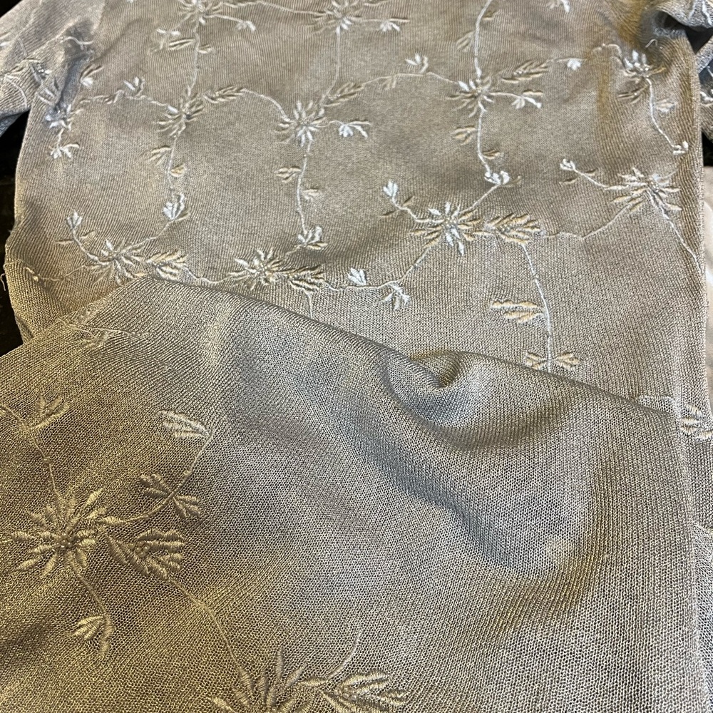 Tahari Light Gray Shimmery Knit Dress - Picture 8 of 16